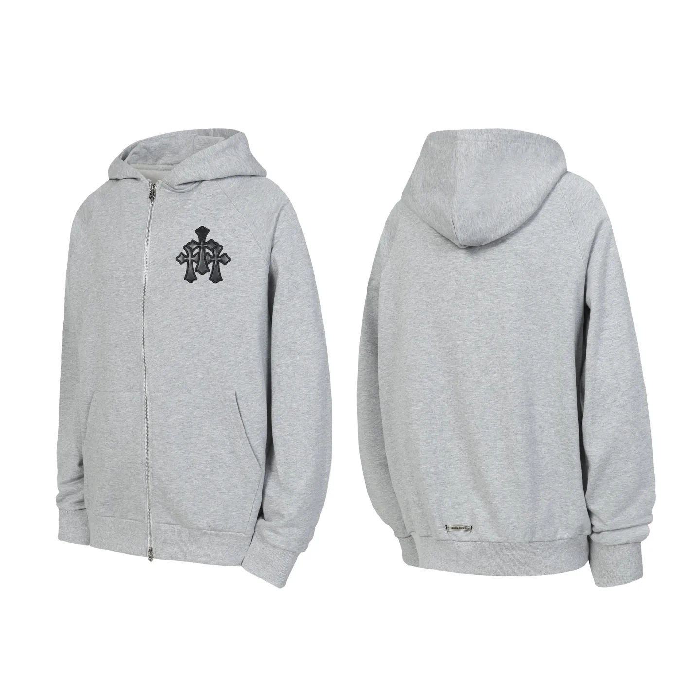 P260 Model 04 Cross-border running quantity, please do not place an order if you pursue quality - Chrome Hearts/Chrome Hearts leather cross ✝️raglan sleeve zipper sweatshirt cardigan jacket - high weight, high density and high quality, soft, delicate and skin-friendly wool, soft and silky to the touch, excellent warmth and skin-friendly properties - custom-woven and dyed, no color difference, no matter the fabric or workmanship details, it beats the ordinary version on the market - Hardware zipper accessories are all customized, full of details -Colour: Black Gray -Size: S M L XL